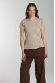 Tee shirt col rond manches courtes femme Marine Taupe Clair