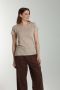 Tee shirt col rond manches courtes femme Marine Taupe Clair Gérard Pasquier