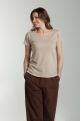 Tee shirt col rond manches courtes femme Marine Taupe Clair