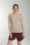Tee shirt col v lurex manches courtes femme Tee Sun Taupe Clair Gérard Pasquier