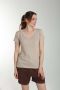 Tee shirt col v lurex manches courtes femme Tee Sun Taupe Clair Gérard Pasquier