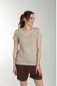 Tee shirt col v lurex manches courtes femme Tee Sun Taupe Clair
