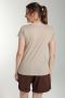 Tee shirt col v lurex manches courtes femme Tee Sun Taupe Clair Gérard Pasquier
