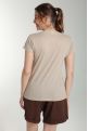 Tee shirt col v lurex manches courtes femme Tee Sun Taupe Clair