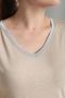 Tee shirt col v lurex manches courtes femme Tee Sun Taupe Clair Gérard Pasquier