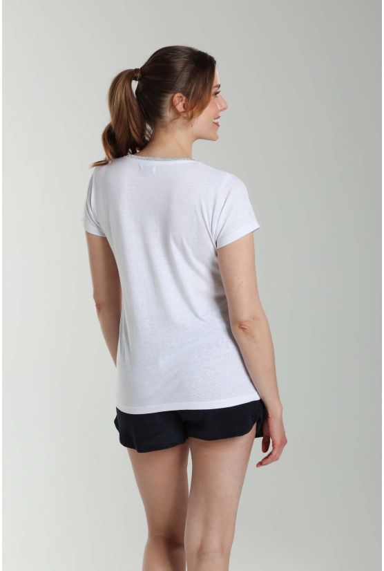 Tee shirt col rond lurex manches courtes femme Tee Summer Blanc Tee shirt col rond lurex manches courtes femme Tee Summer Blanc Gérard Pasquier