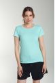 Tee shirt col rond lurex manches courtes femme Tee Summer Carage(Turquoise)
