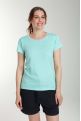 Tee shirt col rond lurex manches courtes femme Tee Summer Carage(Turquoise)