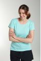 Tee shirt col rond lurex manches courtes femme Tee Summer Carage(Turquoise)