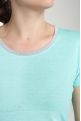 Tee shirt col rond lurex manches courtes femme Tee Summer Carage(Turquoise)