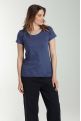 Tee shirt col rond lurex manches courtes femme Tee Summer Twilight Bleu(Marine)