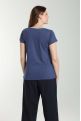 Tee shirt col rond lurex manches courtes femme Tee Summer Twilight Bleu(Marine)